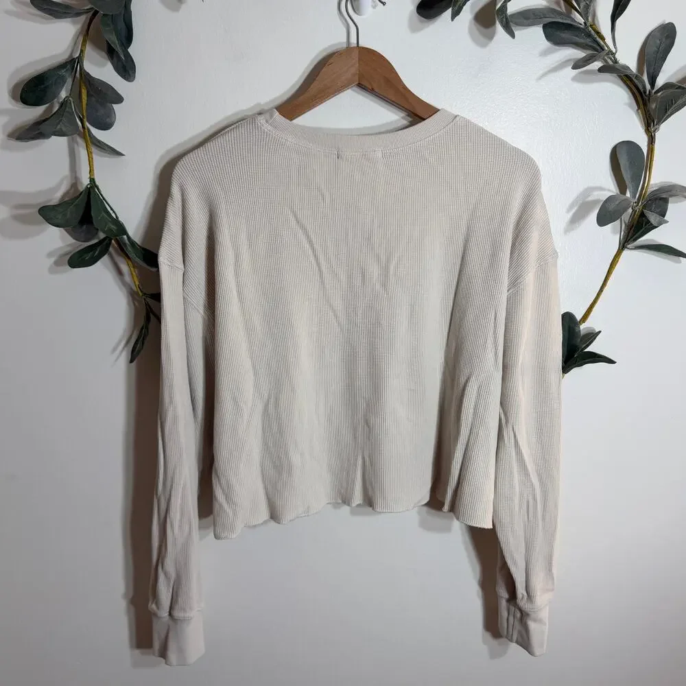 Perfect White Tee Taupe Waffle Long Sleeve - Picture 4 of 4